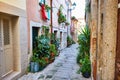 Ribeira Old Town of Porto in Portugal, sloping, narrow, medieval alley and traditional houses, historic city centre