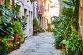 Ribeira Old Town of Porto in Portugal, sloping, narrow, medieval alley and traditional houses, historic city centre