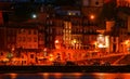 Ribeira view at night in Oporto Royalty Free Stock Photo