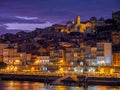 Ribeira waterfront promenade at sunset, Porto, Portugal.