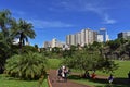 People enjoying sunny day on public park in Ribeirao Preto, Brazil Royalty Free Stock Photo