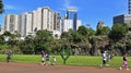 People enjoying sunny day on public park in Ribeirao Preto, Brazil Royalty Free Stock Photo