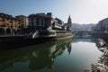 The Ribera market and the church of San Anton of Bilbao seen from the river Royalty Free Stock Photo