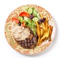 Ribeye steak dinner from above Royalty Free Stock Photo