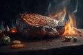 Ribeye Steak Grilled to Perfection. Generative AI Royalty Free Stock Photo