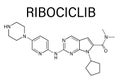 Ribociclib cancer drug molecule, CDK4 CDK6 inhibitor. Skeletal formula.