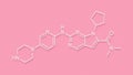 Ribociclib cancer drug molecule CDK4/6 inhibitor. Skeletal formula.