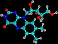 Riboflavin (B2) molecular structure on black background