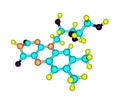 Riboflavin (B2) molecular structure on white background