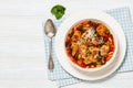 ribollita, italian soup with bread, beans, veggies