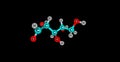 Ribose molecular structure isolated on black