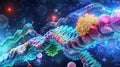 Ribosomes synthesizing vital cellular proteins. Molecular protein factory concept. AI Image