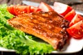 Ribs on plate close up Royalty Free Stock Photo