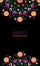 Embroidery native flowers folk pattern with Polish and Mexican influence. Trendy ethnic decorative traditional floral mexico Royalty Free Stock Photo