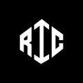 RIC letter logo design with polygon shape. RIC polygon and cube shape logo design. RIC hexagon vector logo template white and Royalty Free Stock Photo