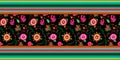 Seamless Mexican floral embroidery pattern, colorful native flowers folk fashion design. Embroidered Traditional Textile Style Royalty Free Stock Photo