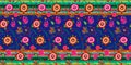 Seamless Mexican floral embroidery pattern, colorful native flowers folk fashion design. Embroidered Traditional Textile Style