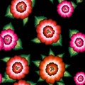 Seamless Mexican floral embroidery pattern, ethnic colorful native flowers folk fashion design. Embroidered Traditional Textile