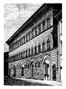 Riccardi Palace at Florence expression of great massiveness vintage engraving
