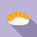 Rice asian fish icon flat vector. Takeaway food