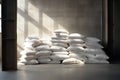 Rice bags warehouse background flour grain sack food Royalty Free Stock Photo