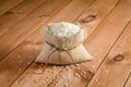 Rice in bags on a wooden table Royalty Free Stock Photo