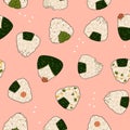 Rice ball onigiri seamless pattern.Vector graphics