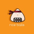 Rice balls ninja mascot cartoon vector