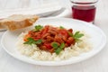 Rice with beans with tomato sauce