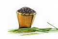 Rice berries in basket Royalty Free Stock Photo