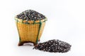 Rice berries in basket Royalty Free Stock Photo