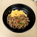 Rice bowl beef yakiniku with scrambled eggs