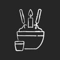 Rice bowl chalk white icon on black background Royalty Free Stock Photo