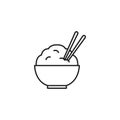 Rice in a bowl with chopsticks icon vector illustration Royalty Free Stock Photo