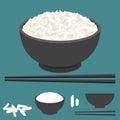 Rice in bowl and chopsticks vector Royalty Free Stock Photo