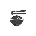 Rice bowl and chopsticks vector icon Royalty Free Stock Photo