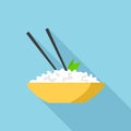 Rice of bowl icon, flat style Royalty Free Stock Photo