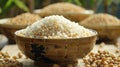 rice bowl and soybeans, Selective focus. Generative Ai Royalty Free Stock Photo