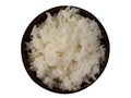Rice in a bowl on white background. Royalty Free Stock Photo