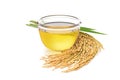 Rice bran oil with rice ears and leaves Royalty Free Stock Photo