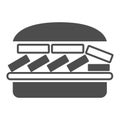 Rice burger solid icon, asian food concept, riceburger vector sign on white background, glyph style icon for mobile