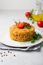 Rice with Cabbage and Ground Meat on a Plate, Lazy Unstuffed Cabbage Rolls