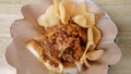 Rice cake and fried tofu with peanut and soy souce