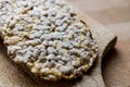 Rice Cakes or Corn Crackers on wooden surface. Royalty Free Stock Photo