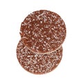 Rice cakes, crackers with milk chocolate and coconut. Healthy crunchy treat, isolated on white.