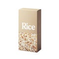 Rice cardboard box package isolated on white transparent background