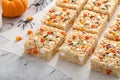 Rice cereal treats for Halloween with festive sprinkles Royalty Free Stock Photo