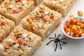 Rice cereal treats for Halloween with festive sprinkles Royalty Free Stock Photo