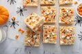 Rice cereal treats for Halloween with festive sprinkles Royalty Free Stock Photo