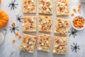 Rice cereal treats for Halloween with festive sprinkles Royalty Free Stock Photo